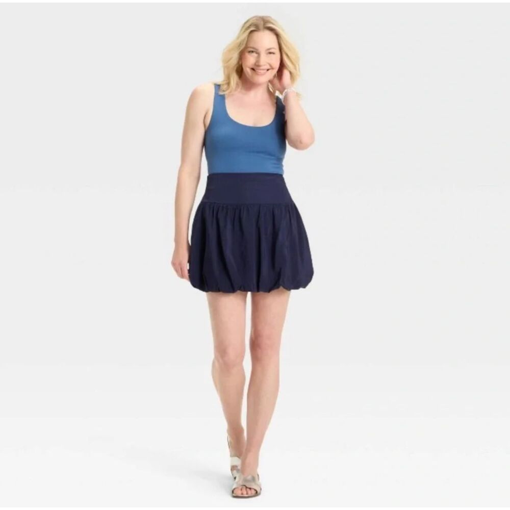 Navy Mini Bubble Skirt - A New Day - Womens size 2 NWT - Preppy tenniscore